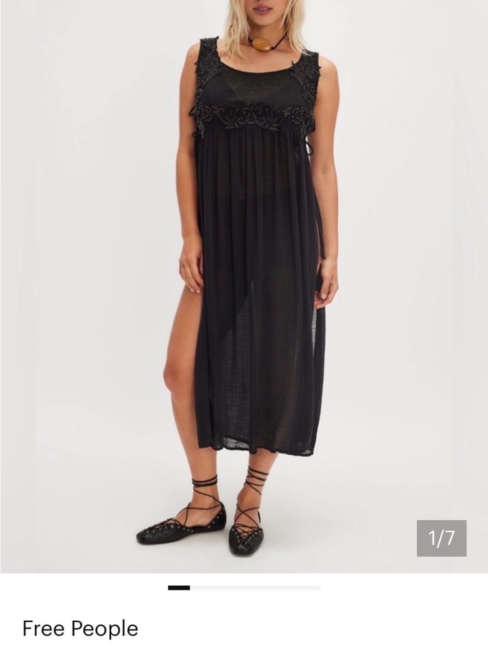 Free People pacha maxi top tunic beaded